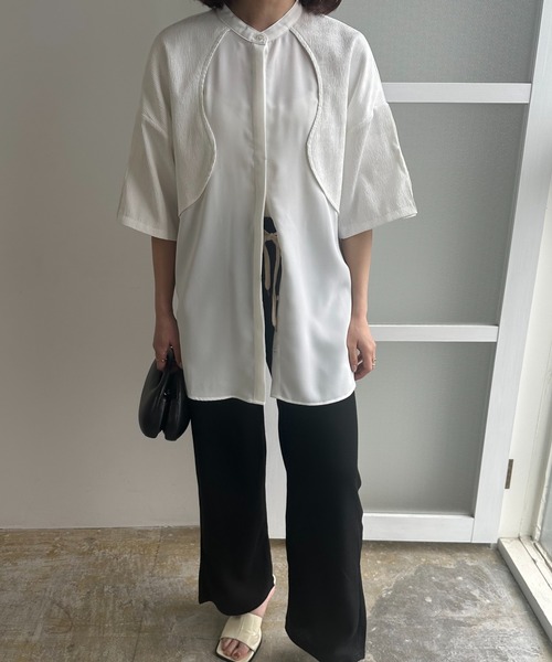 lawgy（ラウジー）の「mix wrinkle shirt / ミックスリンクルシャツ（シャツ/ブラウス・レディース・クリーム/ホワイト・FREE）」の14枚目の写真