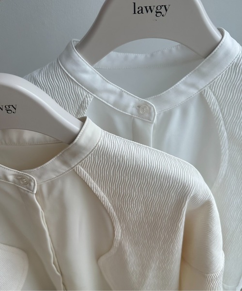 lawgy（ラウジー）の「mix wrinkle shirt / ミックスリンクルシャツ（シャツ/ブラウス・レディース・クリーム/ホワイト・FREE）」の15枚目の写真