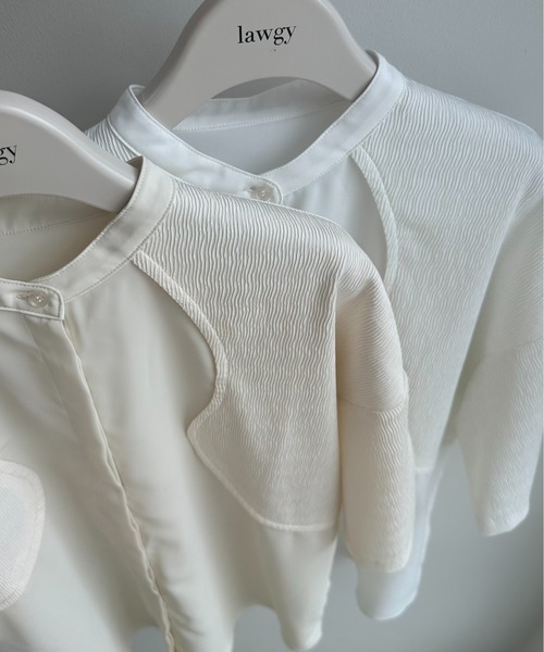 lawgy（ラウジー）の「mix wrinkle shirt / ミックスリンクルシャツ（シャツ/ブラウス・レディース・クリーム/ホワイト・FREE）」の3枚目の写真