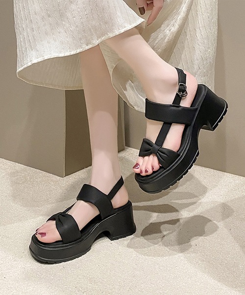 Lace Ladies(レースレディース)の「リボンライク バックストラップ 厚底 サンダル(サンダル・レディース・アイボリー/ベージュ/ブラック・ 25/23.5/24.5/22.5/24/23)」の11枚目の写真