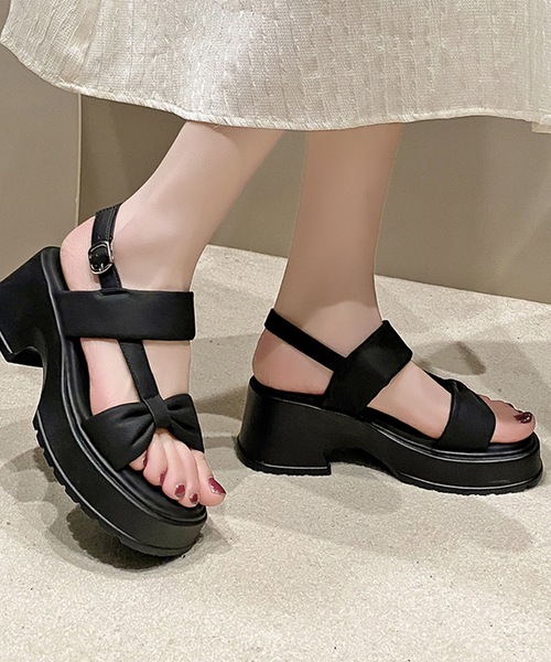 Lace Ladies(レースレディース)の「リボンライク バックストラップ 厚底 サンダル(サンダル・レディース・アイボリー/ベージュ/ブラック・ 25/23.5/24.5/22.5/24/23)」の12枚目の写真