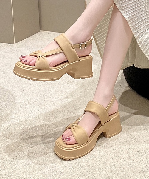 Lace Ladies(レースレディース)の「リボンライク バックストラップ 厚底 サンダル(サンダル・レディース・アイボリー/ベージュ/ブラック・ 25/23.5/24.5/22.5/24/23)」の20枚目の写真