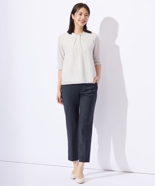 tシャツ シャドーストライプ ボウタイ風 カットソー レディース tシャツ シャドーストライプ ボウタイ風 カットソー レディース