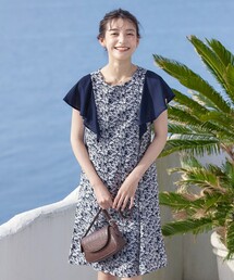 Tiaclasse（ティアクラッセ）の「【洗える】フレアスリーブ花柄サックワンピース（ワンピース）」