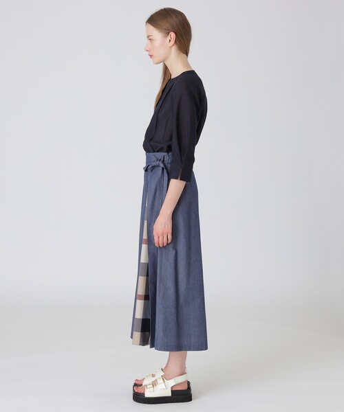 クレストブリッジチェックライトクロッシングツイルスカート ブルー38 クレストブリッジチェックライトクロッシングツイルスカート