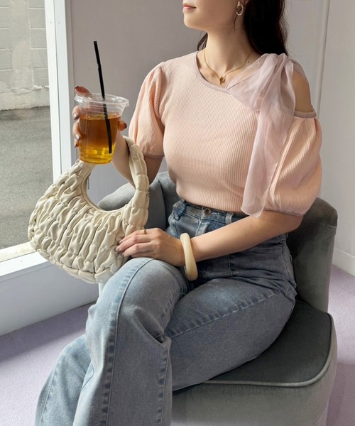 one after another NICE CLAUP(ワンアフターアナザーナイスクラップ)の「シャーリングホーボーバッグ(ショルダーバッグ・レディース・アイボリー/シルバー/ダークブラウン/ブルー・FREE)」の5枚目の写真