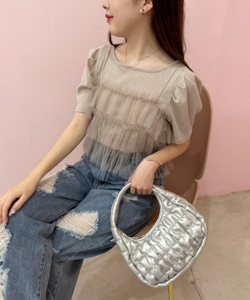 one after another NICE CLAUP(ワンアフターアナザーナイスクラップ)の「シャーリングホーボーバッグ(ショルダーバッグ・レディース・アイボリー/シルバー/ダークブラウン/ブルー・FREE)」の13枚目の写真