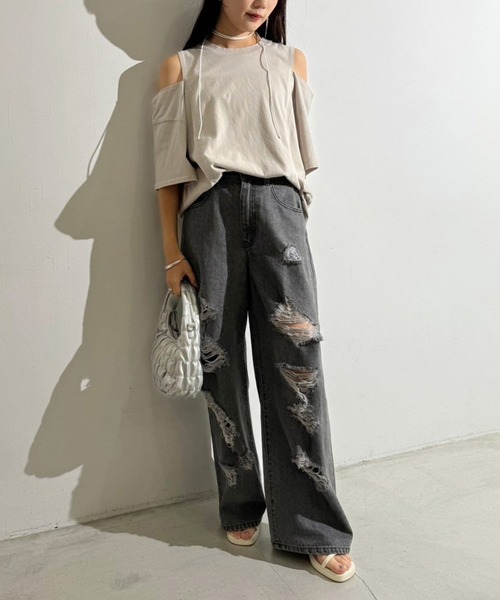 one after another NICE CLAUP(ワンアフターアナザーナイスクラップ)の「シャーリングホーボーバッグ(ショルダーバッグ・レディース・アイボリー/シルバー/ダークブラウン/ブルー・FREE)」の14枚目の写真