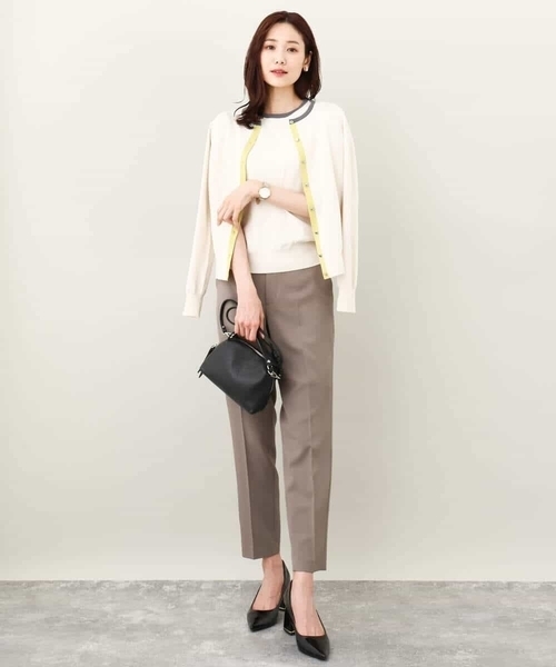 MK MICHEL KLEIN(エムケーミッシェルクラン)の「配色カラーニットアンサンブル/洗える(ニット/セーター・レディース・ブルー/ベージュ/ネイビー・38)」の6枚目の写真