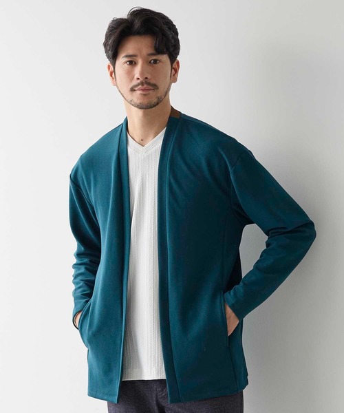 UNION STATION(ユニオンステーション)の「カットカルゼボタンレスカーディガン(カーディガン/ボレロ・メンズ・グリーン/ブルー/ブラック・M/LL/L)」の2枚目の写真