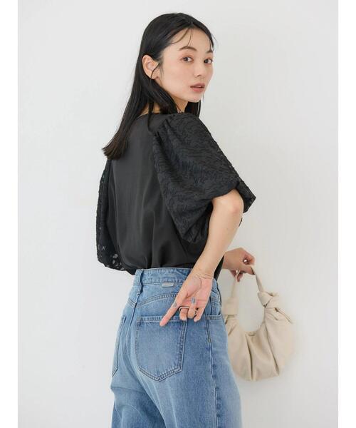 AMERICAN HOLIC(アメリカンホリック)の「ジャガードスリーブカットプルオーバー(Tシャツ/カットソー・レディース・アイボリー/ブラック・M/L)」の14枚目の写真