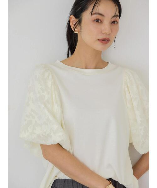 セール】ジャガードスリーブカットプルオーバー（Tシャツ/カットソー