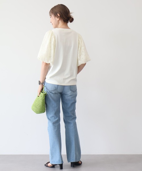 AMERICAN HOLIC(アメリカンホリック)の「ジャガードスリーブカットプルオーバー(Tシャツ/カットソー・レディース・アイボリー/ブラック・M/L)」の5枚目の写真