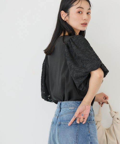 AMERICAN HOLIC(アメリカンホリック)の「ジャガードスリーブカットプルオーバー(Tシャツ/カットソー・レディース・アイボリー/ブラック・M/L)」の18枚目の写真