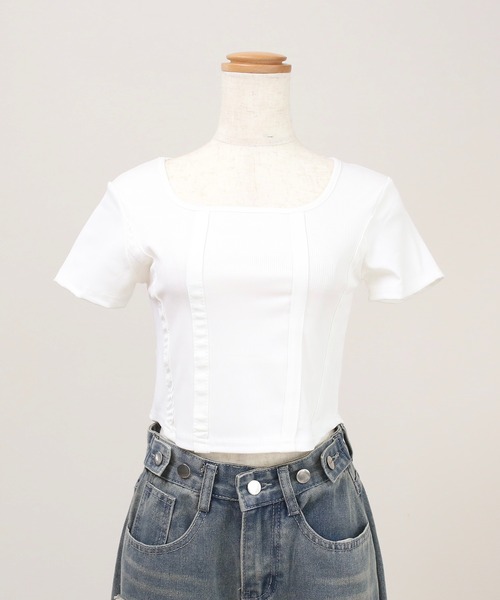 RiLi(リリ)の「オープンデコルテクロップドトップス【RL】(Tシャツ/カットソー・レディース・ホワイト/グレー/ブラック・S/M)」の16枚目の写真