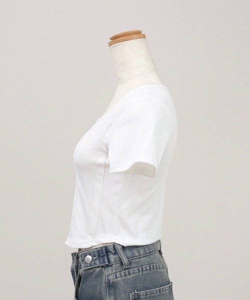 RiLi(リリ)の「オープンデコルテクロップドトップス【RL】(Tシャツ/カットソー・レディース・ホワイト/グレー/ブラック・S/M)」の11枚目の写真
