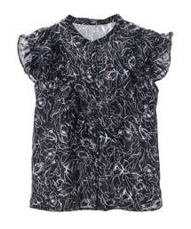 SOFFITTO | 線描き花柄フレンチスリーブフリルブラウス(取り扱い店舗限定)(シャツ/ブラウス)