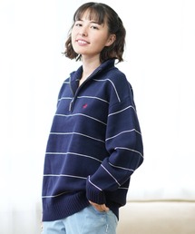 ハーフジップ」に該当するニット/セーター（ブルー・ネイビー