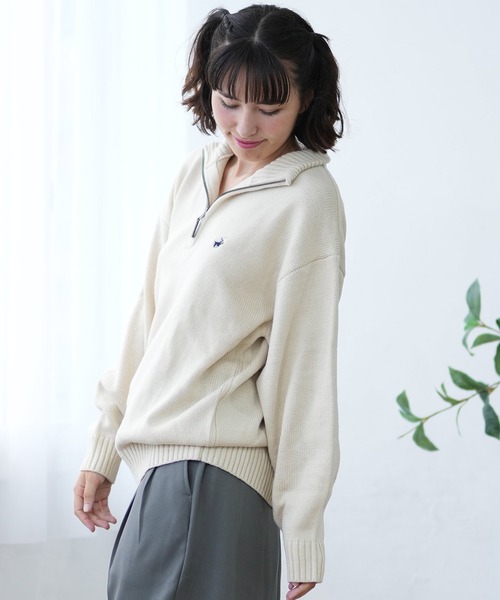 ムラサキスポーツ(ムラサキスポーツ)の「BEVERY HILLS P.C/ビバリーヒルズポロクラブ ハーフジップニット 4422-5751(ニット/セーター・レディース・アイボリー/ネイビー/ブラック・L)」の4枚目の写真