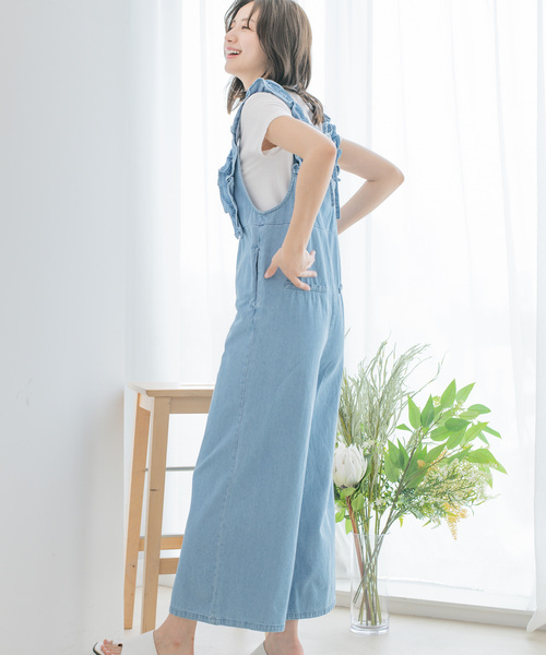 Jayro（ジャイロ）の「フリルサスオールインワン（サロペット/オーバーオール・レディース・ブルー/チャコールグレー/サックスブルー・M）」の17枚目の写真