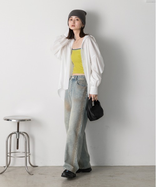 ad thie(アドティエ)の「ヴィンテージウォッシュ ストーン付きストレートデニム(デニムパンツ・レディース・ブルー・SMALL/MEDIUM)」の8枚目の写真