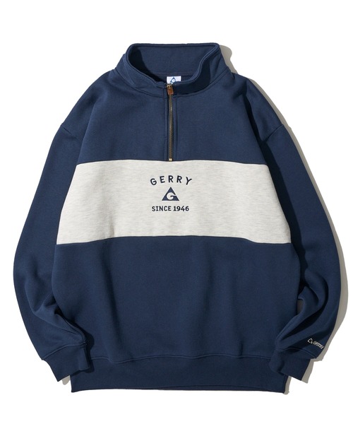 セール】【GERRY】裏起毛 切替え ハーフジッププルオーバー