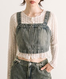 【セットアップ対応】フロントジップデニムビスチェ