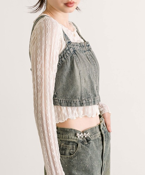 OLIVE des OLIVE（オリーブデオリーブ）の「【セットアップ対応】フロントジップデニムビスチェ（シャツ/ブラウス・レディース・ブラック/サックスブルー/ブルー・FREE）」の20枚目の写真