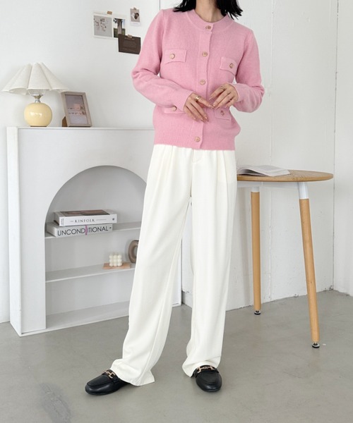 セール】ゴールドボタンラメ入りニットカーディガン（カーディガン