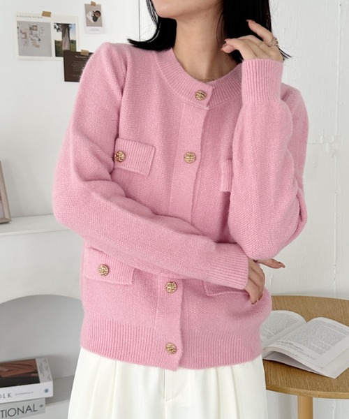 極美品✨カデュネ　ラメニット　カーディガン　グレー　ゴールドボタン　36 予約]ゴールドボタンコンパクトニットカーディガン/グレー – Lumier