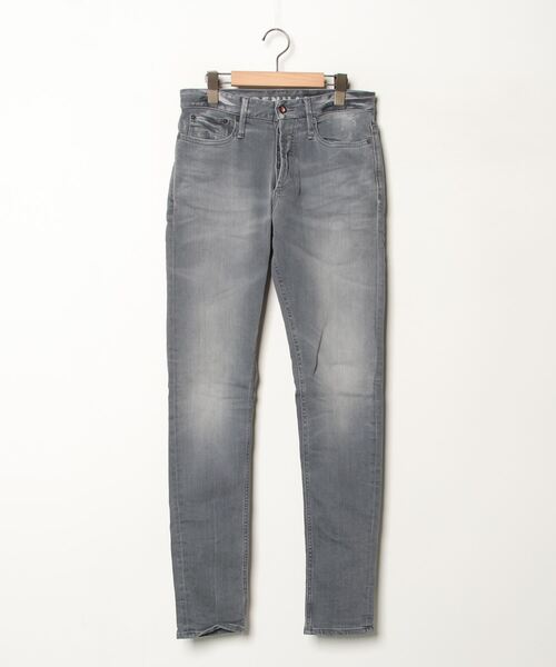 32]デンハムDENHAM グレー ストレートデニムダメージ加工