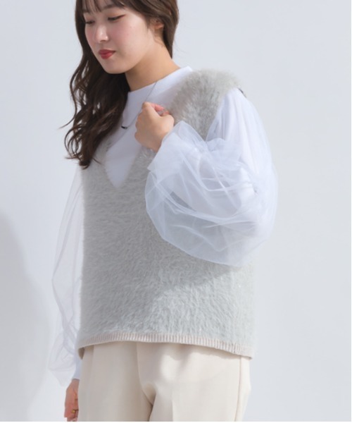 DIARIUM（ディアリウム）の「フェザーヤーンニットベスト（ベスト・レディース・キャメル/グレイッシュベージュ・M）」の21枚目の写真