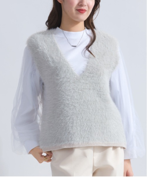 DIARIUM（ディアリウム）の「フェザーヤーンニットベスト（ベスト・レディース・キャメル/グレイッシュベージュ・M）」の22枚目の写真