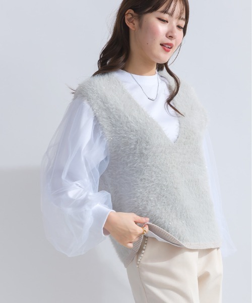 DIARIUM（ディアリウム）の「フェザーヤーンニットベスト（ベスト・レディース・キャメル/グレイッシュベージュ・M）」の19枚目の写真