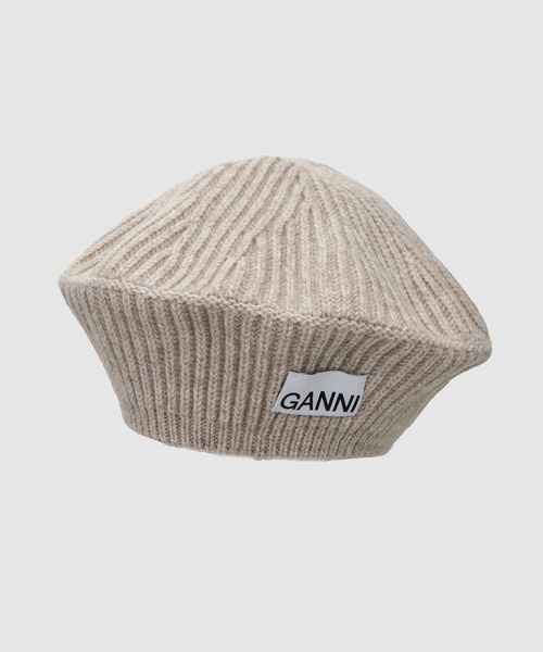 GANNI(ガニー)の「Structured Rib Beret(ニットキャップ/ビーニー・レディース・ブラック/ピンク/ベージュ・OS)」の1枚目の写真