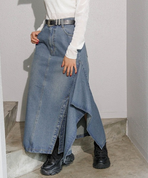 PAGEBOY（ページボーイ）の「イレヘムデニムスカート（デニムスカート・レディース・ブラック/ブルー・SMALL/MEDIUM）」の12枚目の写真