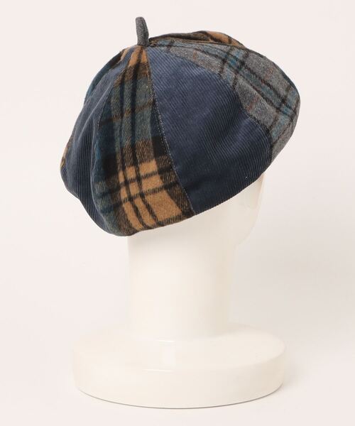 polcadot(ポルカドット)の「CRAZY PATCH BERET/チェック パッチワークベレー(ハンチング/ベレー帽・レディース・ネイビー/ベージュ/ブラウン・FREE)」の4枚目の写真