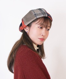 polcadot | CRAZY PATCH BERET/チェック パッチワークベレー(ハンチング/ベレー帽)