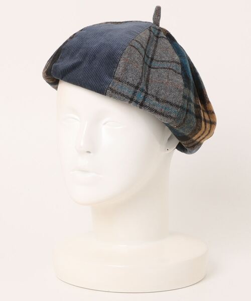 polcadot(ポルカドット)の「CRAZY PATCH BERET/チェック パッチワークベレー(ハンチング/ベレー帽・レディース・ネイビー/ベージュ/ブラウン・FREE)」の14枚目の写真