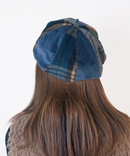 polcadot(ポルカドット)の「CRAZY PATCH BERET/チェック パッチワークベレー(ハンチング/ベレー帽・レディース・ネイビー/ベージュ/ブラウン・FREE)」の11枚目の写真
