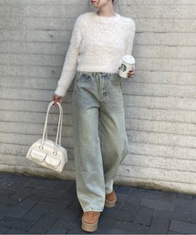 clear | オーバーダイ加工デニムカーブパンツ[ヴィンテージライク ストリートコーデ]≪再入荷≫(デニムパンツ)