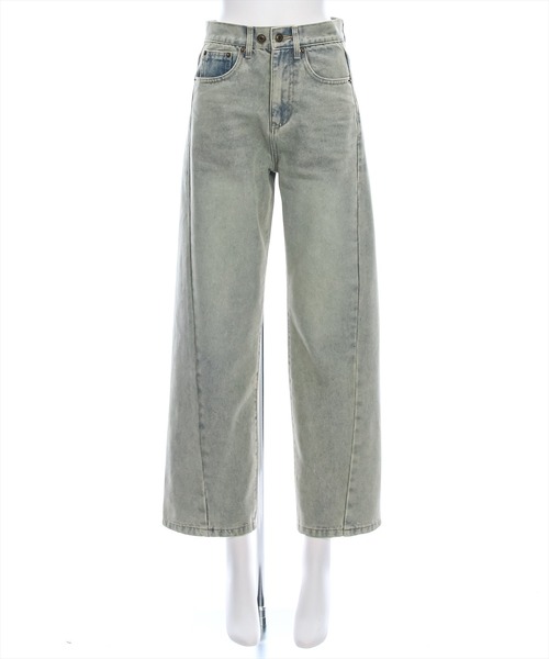 clear（クリア）の「オーバーダイ加工デニムカーブパンツ[ヴィンテージライク ストリートコーデ]≪再入荷≫（デニムパンツ・レディース・ベージュ・S/M/L）」の10枚目の写真