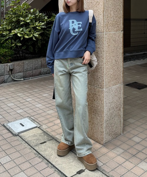 clear（クリア）の「オーバーダイ加工デニムカーブパンツ[ヴィンテージライク ストリートコーデ]≪再入荷≫（デニムパンツ・レディース・ベージュ・S/M/L）」の11枚目の写真