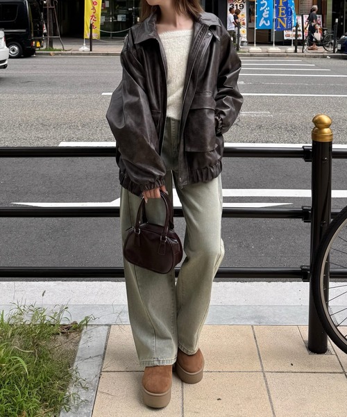 clear（クリア）の「オーバーダイ加工デニムカーブパンツ[ヴィンテージライク ストリートコーデ]≪再入荷≫（デニムパンツ・レディース・ベージュ・S/M/L）」の22枚目の写真