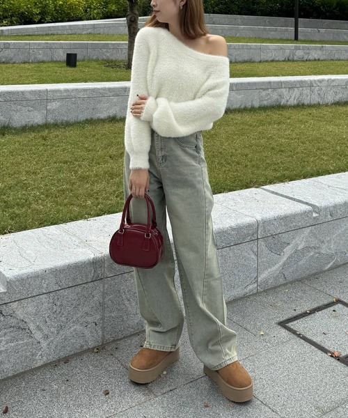 clear（クリア）の「オーバーダイ加工デニムカーブパンツ[ヴィンテージライク ストリートコーデ]≪再入荷≫（デニムパンツ・レディース・ベージュ・S/M/L）」の17枚目の写真