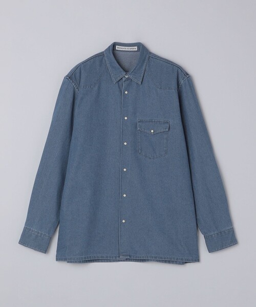 SHIPS（シップス）の「BATEAUX DE SHIPS: レギュラーカラー ウエスタン デニム  シャツ（シャツ/ブラウス・メンズ・ブラック/ライトブルー・2/3/1）」の2枚目の写真