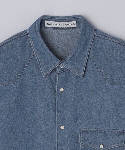 SHIPS（シップス）の「BATEAUX DE SHIPS: レギュラーカラー ウエスタン デニム  シャツ（シャツ/ブラウス・メンズ・ブラック/ライトブルー・2/3/1）」の4枚目の写真