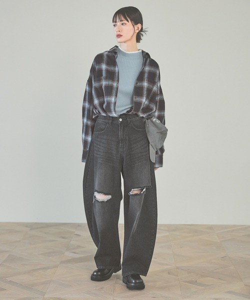 LAKOLE（ラコレ）の「オンブレチェックシャツ / 143834（シャツ/ブラウス・レディース・ブラック/ブルー/アイボリー・FREE）」の5枚目の写真