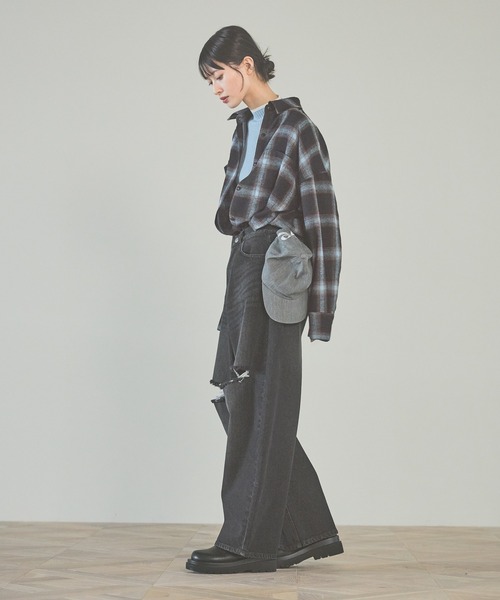 LAKOLE（ラコレ）の「オンブレチェックシャツ / 143834（シャツ/ブラウス・レディース・ブラック/ブルー/アイボリー・FREE）」の6枚目の写真