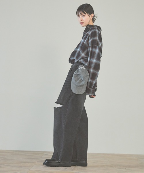 LAKOLE（ラコレ）の「オンブレチェックシャツ / 143834（シャツ/ブラウス・レディース・ブラック/ブルー/アイボリー・FREE）」の7枚目の写真